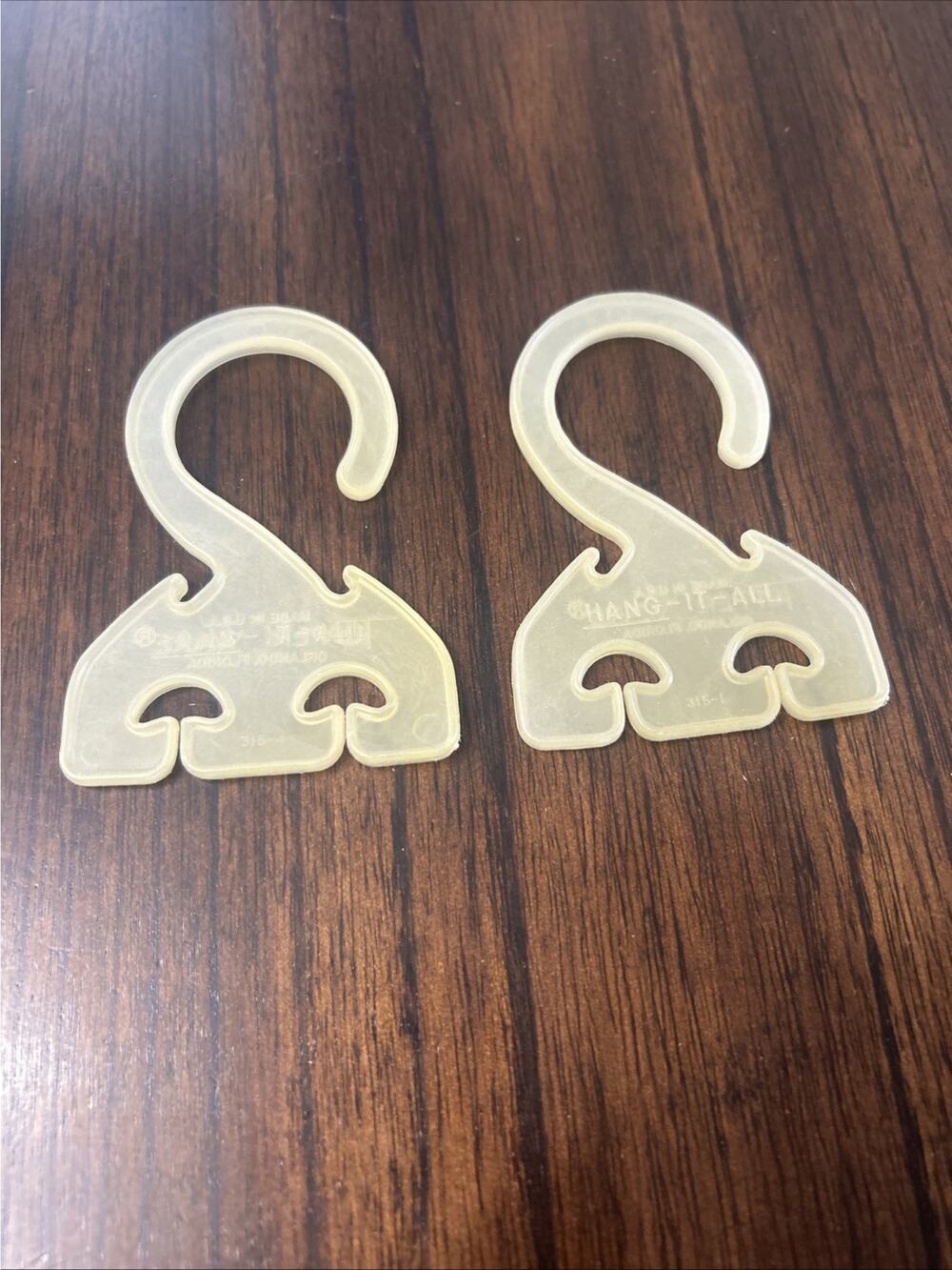 Vintage Tupperware Gadgets Hang It All Lot of 2 Hangers Clear (yellowing)